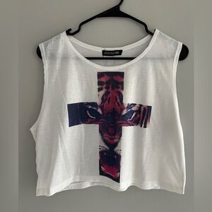 Crop Tank Top Cross Tiger Print Small / Medium (W135)